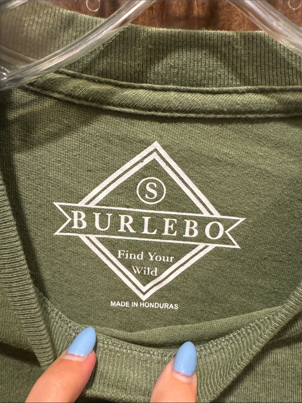 BURLEBO Olive Green Long Sleeve Pocket Tee with Embroidered Antlers - Picture 3 of 5